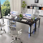 Besiost Bureau d'ordinateur rectangulaire de 78,8'' de large, plan de travail en bois