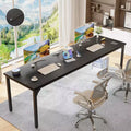 Besiost 78.8'' W Rectangle Computer Desk, Wood Top Study Workstation