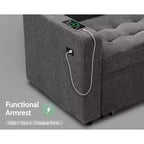 Canapé d'angle modulable 5 places Dyonery pour petits espaces, avec lit gigogne, rangement, ports USB et fonction d'inclinaison.