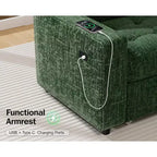 Canapé d'angle modulable 5 places Dyonery pour petits espaces, avec lit gigogne, rangement, ports USB et fonction d'inclinaison.