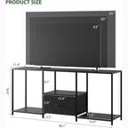 1 Meuble TV en tissu et métal 55 pouces - Centre de divertissement moderne, solutions de rangement polyvalentes, éclairage LED intégré, compact et pratique