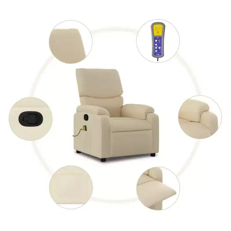 vidaXL Fauteuil de massage électrique Tissu, métal, contreplaqué