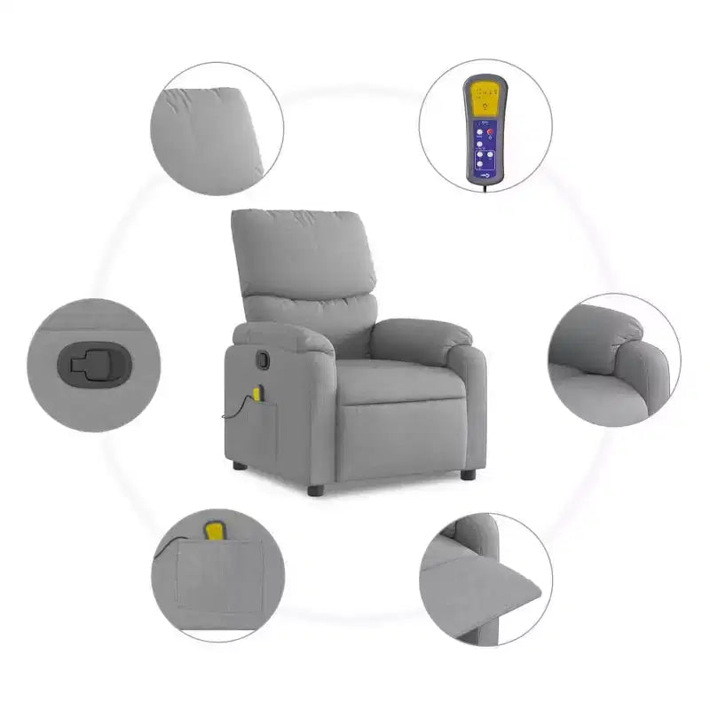 vidaXL Fauteuil de massage électrique Tissu, métal, contreplaqué