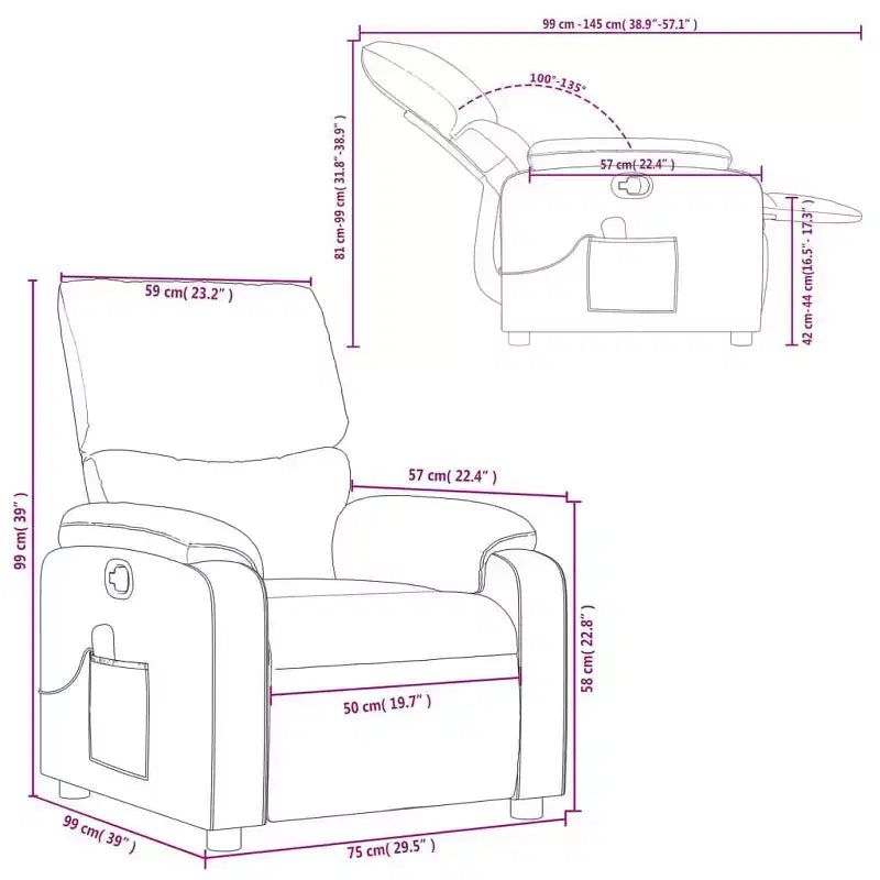 vidaXL Fauteuil de massage électrique Tissu, métal, contreplaqué