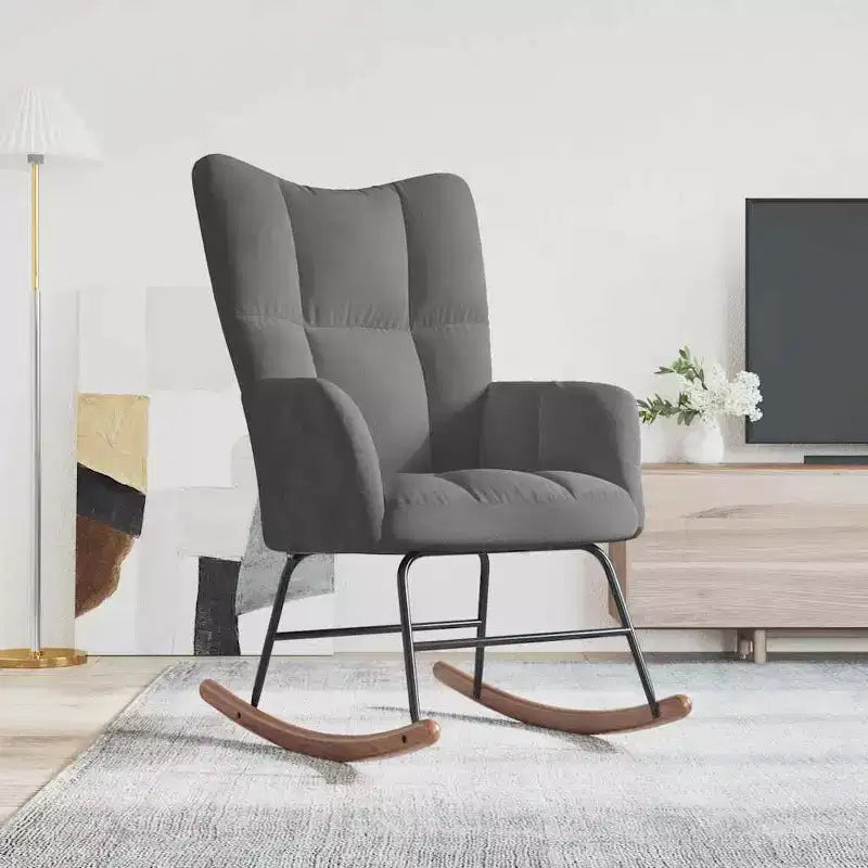 vidaXL Fauteuil à bascule Fauteuil d'appoint rembourré pour salon Velours - Gris foncé Sans repose-pieds