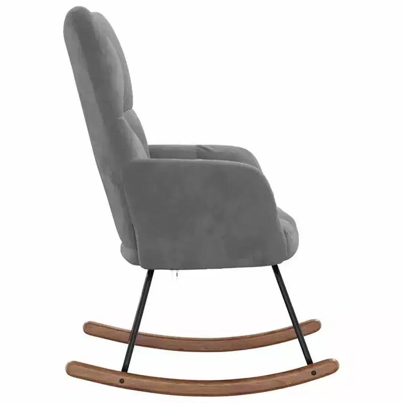 vidaXL Fauteuil à bascule Fauteuil d'appoint rembourré pour salon Velours - Gris foncé Sans repose-pieds