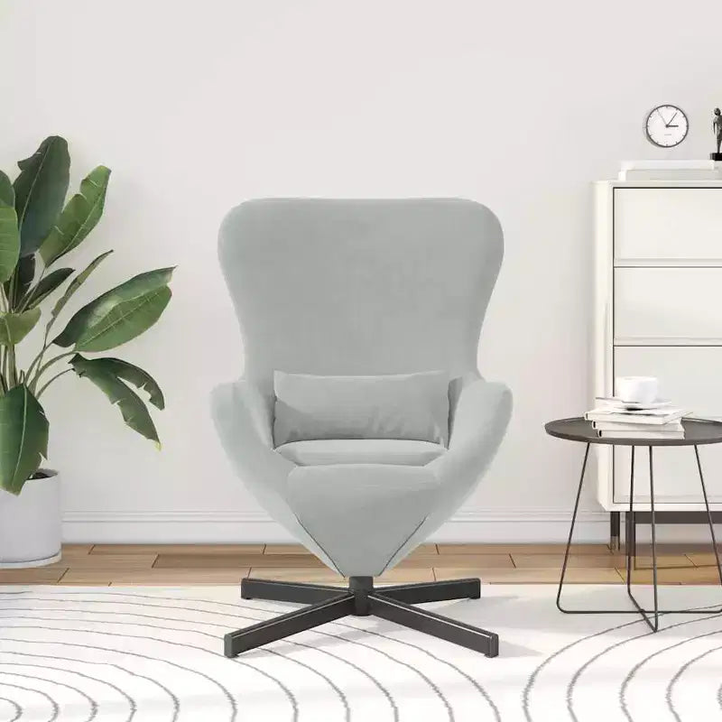 vidaXL Fauteuil œuf gris clair 63 x 73 x 90 cm Velours