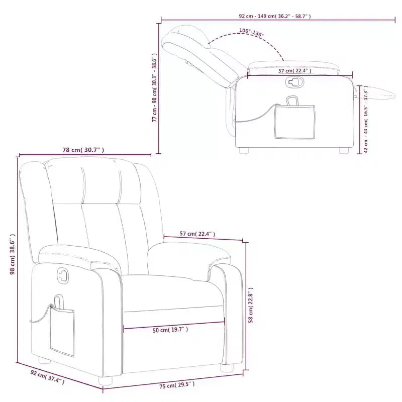 vidaXL Fauteuil de massage inclinable Tissu noir