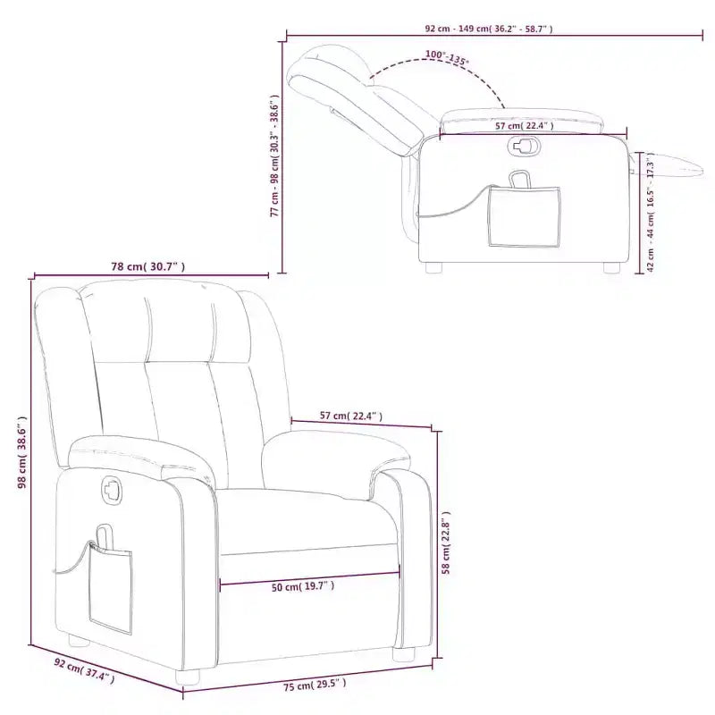 vidaXL Fauteuil de massage inclinable Tissu noir
