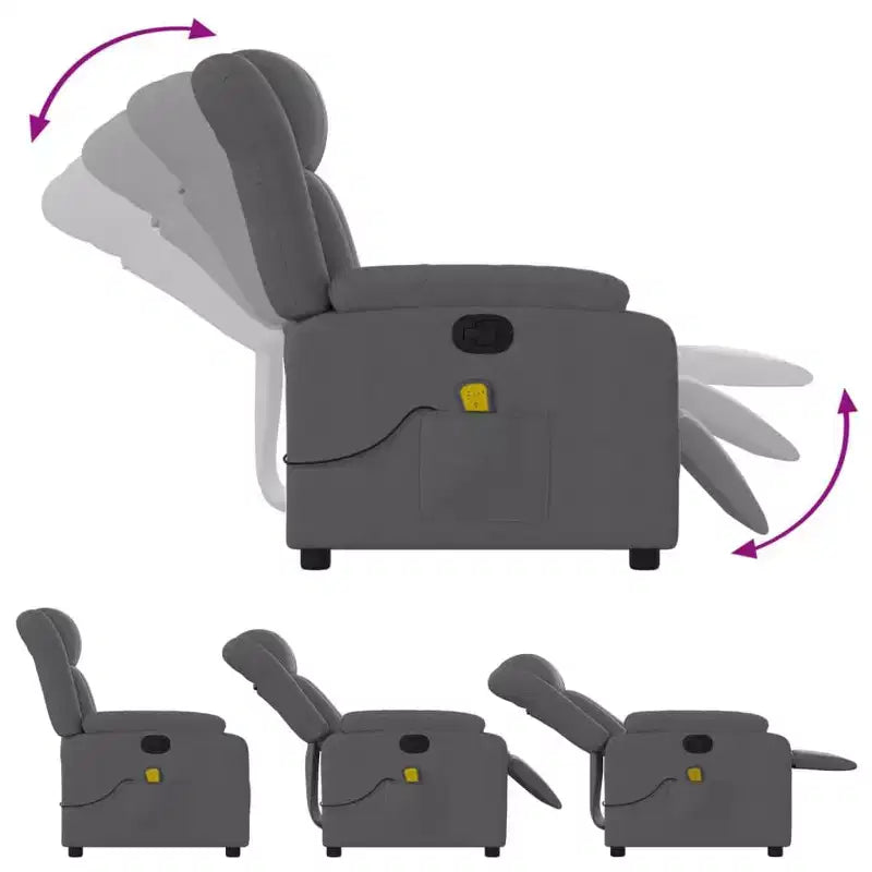vidaXL Fauteuil de massage inclinable Tissu noir
