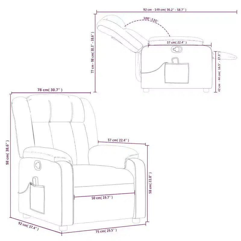 vidaXL Fauteuil de massage inclinable Tissu noir