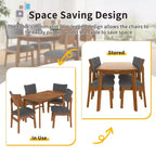 Ensemble de salle à manger moderne 5 pièces avec cadre en bois d'hévéa et 4 chaises rembourrées, ensemble de salle à manger peu encombrant pour salle à manger ou cuisine - Panipeachy
