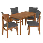 Ensemble de salle à manger moderne 5 pièces avec cadre en bois d'hévéa et 4 chaises rembourrées, ensemble de salle à manger peu encombrant pour salle à manger ou cuisine - Panipeachy