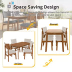 Ensemble de salle à manger moderne 5 pièces avec cadre en bois d'hévéa et 4 chaises rembourrées, ensemble de salle à manger peu encombrant pour salle à manger ou cuisine - Panipeachy