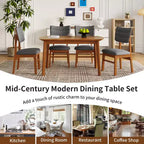 Ensemble de salle à manger moderne 5 pièces avec cadre en bois d'hévéa et 4 chaises rembourrées, ensemble de salle à manger peu encombrant pour salle à manger ou cuisine - Panipeachy