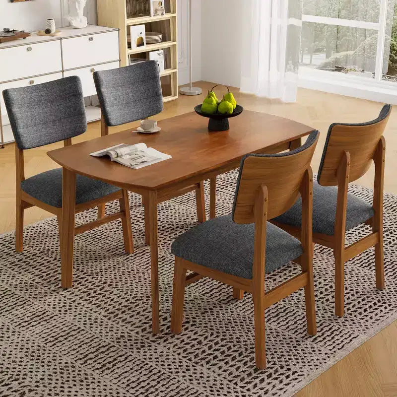 Ensemble de salle à manger moderne 5 pièces avec cadre en bois d'hévéa et 4 chaises rembourrées, ensemble de salle à manger peu encombrant pour salle à manger ou cuisine - Panipeachy