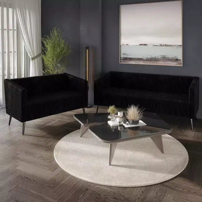 ChaletPosh Velvet Set Of 2 Sofa Set