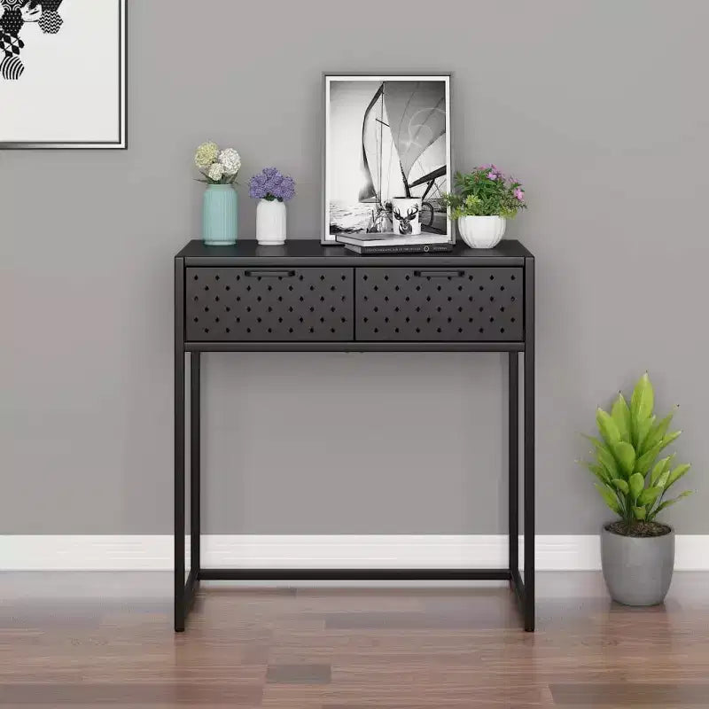 vidaXL Table console Table d'entrée Couloir Table d'appoint étroite avec tiroir Acier
