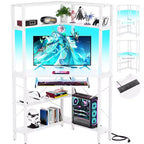 Bureau d'angle informatique Besiost avec huche, bureau de jeu avec tiroir clavier pour bureau à domicile