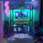 Bureau d'angle informatique Besiost avec huche, bureau de jeu avec tiroir clavier pour bureau à domicile