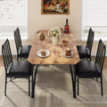 Dining Table for 4, Rectangular Kitchen Table and Upholstered Chairs for 4, 5 Piece Dining Room Table Set