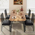 Dining Table for 4, Rectangular Kitchen Table and Upholstered Chairs for 4, 5 Piece Dining Room Table Set
