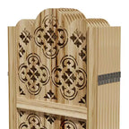 PexFix Paravent sculpté Séparateur de pièce pliant avec motif de pièces de cuivre pour la maison, le bureau, le jardin, la terrasse, en bois de paulownia