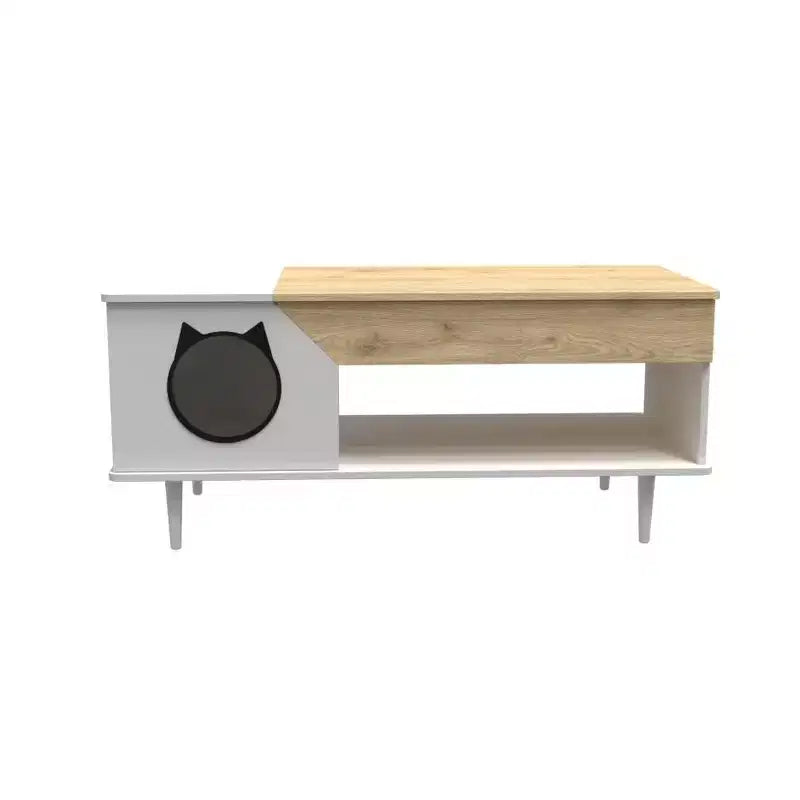 Wood Color Particleboard Cat Litter Cabinet-Coffee Table