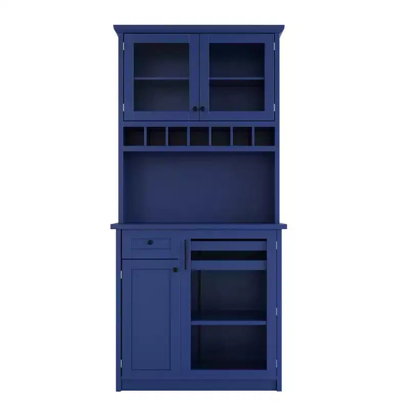 Meuble de rangement haut de cuisine de 190,5 cm avec portes vitrées, buffet autoportant pour cuisine, salle à manger ou salon - Panipeachy