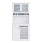 Meuble de rangement haut de cuisine de 190,5 cm avec portes vitrées, buffet autoportant pour cuisine, salle à manger ou salon - Panipeachy
