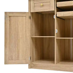 Meuble de rangement haut de cuisine de 190,5 cm avec portes vitrées, buffet autoportant pour cuisine, salle à manger ou salon - Panipeachy