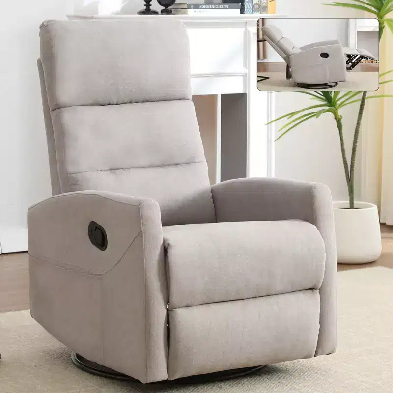 Fauteuil relax manuel avec fonction bascule et pivot en tissu, fauteuil d'appoint rembourré pour salon