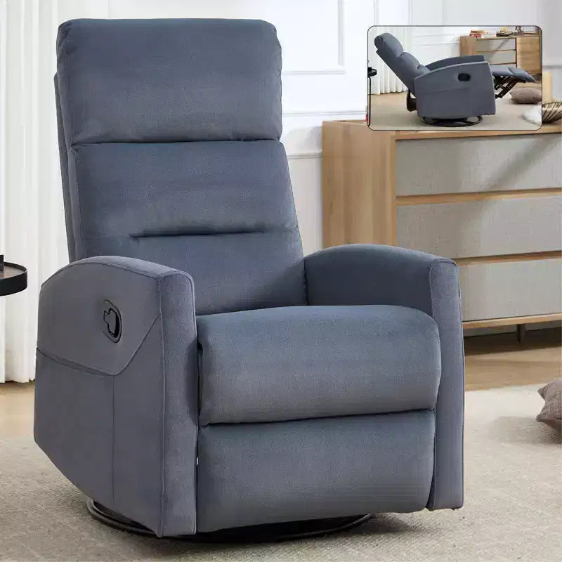 Fauteuil relax manuel avec fonction bascule et pivot en tissu, fauteuil d'appoint rembourré pour salon