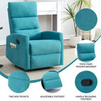 Fauteuil relax manuel avec fonction bascule et pivot en tissu, fauteuil d'appoint rembourré pour salon