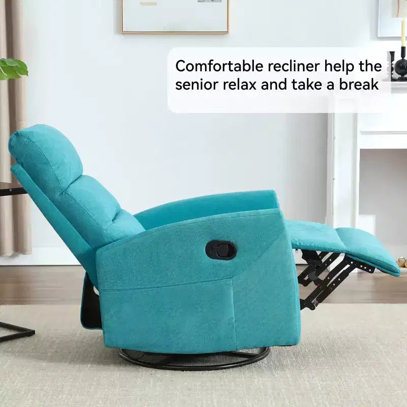 Fauteuil relax manuel avec fonction bascule et pivot en tissu, fauteuil d'appoint rembourré pour salon