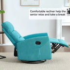 Fauteuil relax manuel avec fonction bascule et pivot en tissu, fauteuil d'appoint rembourré pour salon