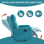 Fauteuil relax manuel avec fonction bascule et pivot en tissu, fauteuil d'appoint rembourré pour salon