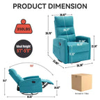 Fauteuil relax manuel avec fonction bascule et pivot en tissu, fauteuil d'appoint rembourré pour salon