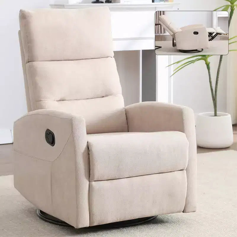 Fauteuil relax manuel avec fonction bascule et pivot en tissu, fauteuil d'appoint rembourré pour salon