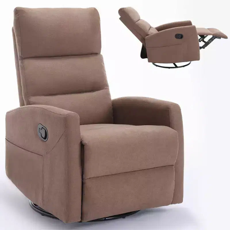 Fauteuil relax manuel avec fonction bascule et pivot en tissu, fauteuil d'appoint rembourré pour salon
