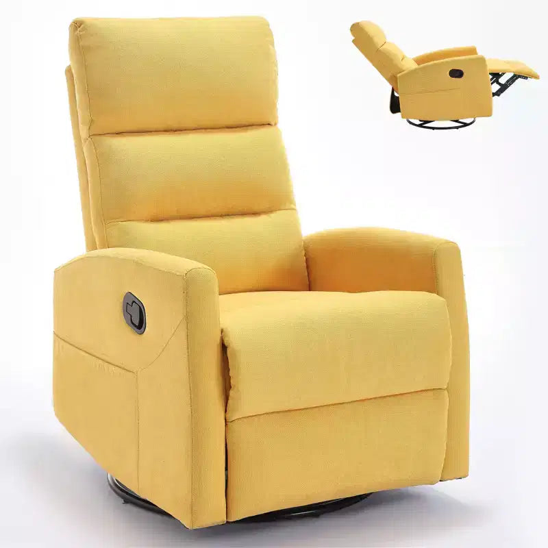 Fauteuil relax manuel avec fonction bascule et pivot en tissu, fauteuil d'appoint rembourré pour salon