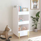 Étagère à Livres pour Enfants avec Côté Tableau Noir Bibliothèque en Bois en Forme d'Ours avec 3 Niveaux de Rangement, Tableau de Dessin pour Tout-Petits, Organisateur de Jouets et de Livres Blanc