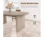 Grande table à manger ovale pour 4-8 personnes, piètement double en bois, design polyvalent moderne de style ferme pour cuisine, salon, bureau.