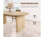 Grande table à manger ovale pour 4-8 personnes, piètement double en bois, design polyvalent moderne de style ferme pour cuisine, salon, bureau.