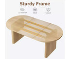 Grande table à manger ovale pour 4-8 personnes, piètement double en bois, design polyvalent moderne de style ferme pour cuisine, salon, bureau.