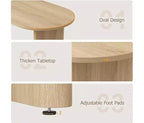 Grande table à manger ovale pour 4-8 personnes, piètement double en bois, design polyvalent moderne de style ferme pour cuisine, salon, bureau.
