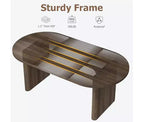 Grande table à manger ovale pour 4-8 personnes, piètement double en bois, design polyvalent moderne de style ferme pour cuisine, salon, bureau.
