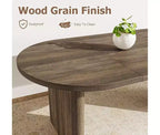 Grande table à manger ovale pour 4-8 personnes, piètement double en bois, design polyvalent moderne de style ferme pour cuisine, salon, bureau.