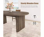 Grande table à manger ovale pour 4-8 personnes, piètement double en bois, design polyvalent moderne de style ferme pour cuisine, salon, bureau.
