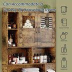 Meuble de rangement sur toilettes avec étagères réglables, armoire de salle de bain haute avec portes vitrées, organisateur de toilettes autoportant pour salle de bain